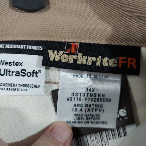Workrite 2112 FR Pants Mens 34x34 (Fits 33x34) Flame Resistant Arc Rated 12.4